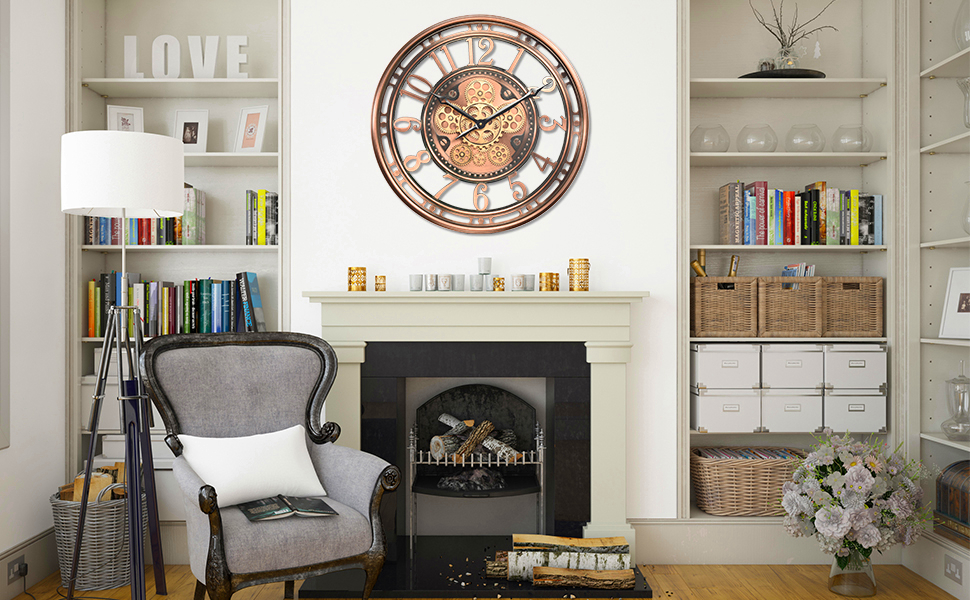 ساعت دیواری بزرگ فلزی رومی صنعتی